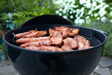 grilled pork on the grill