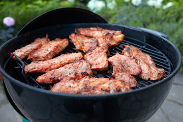 grilled pork on the grill