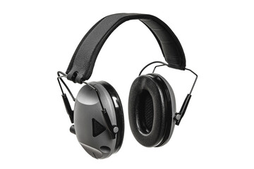 Fototapeta na wymiar Protective headphones on a white. Safety equipment. Headphones for noise reduction. Light back.
