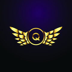 Obraz premium Premium luxury Vector elegant gold and font Letter Q Template for company logo with monogram element 3d Design