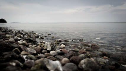 Fototapeta na wymiar rocks on the beach on island of Rügen Germany