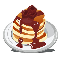 Delicious chocolate pancake meal for breakfast, lunch dinner