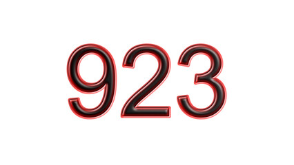 red 923 number 3d effect white background