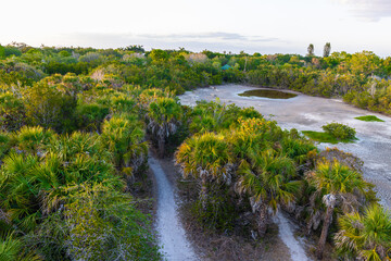 Fototapeta na wymiar Elevated View of Nature Trails In Rotary Park Environmental Center, Cape Coral, Florida, USA