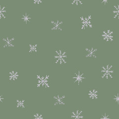 simple christmas seamless pattern with motifs. snowflakes, textile collection. on white background