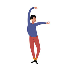 Young dancing man with open arms vector art