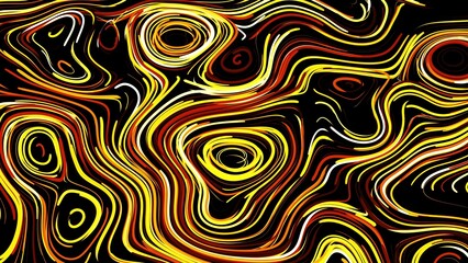Fototapeta na wymiar Abstract creative bg with curled lines like yellow trails on surface. Lines form swirling pattern like curle noise. Abstract 3d bright creative festive bg. 3d render