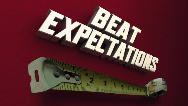 Beat Expectations Measure Up Surpass Exceed Goal Measuring Tape 3d Animation
