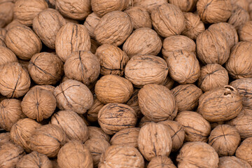 Shelled dried walnuts sold in baskets