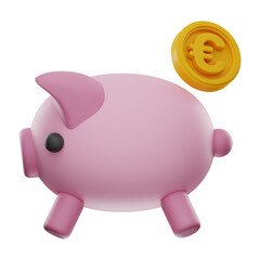 Premium Pig Coin Bank Finance 3D Icon with High Resolution on isolated background