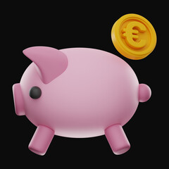 Premium Pig Coin Bank Finance 3D Icon with High Resolution on isolated background