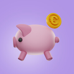 Premium Pig Coin Bank Finance 3D Icon with High Resolution on isolated background