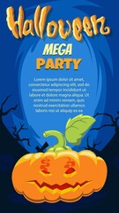 Halloween Party Design template with pumpkin and text.