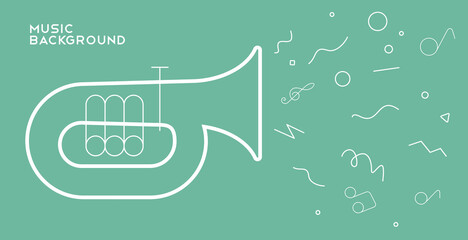 Tuba. Music Poster. Vector illustration. Minimalist, simple design. Cover, print, banner, flyer.