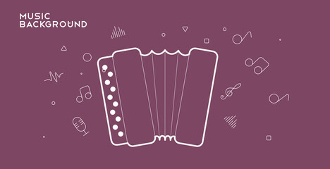 Accordion. Music Poster. Vector illustration. Minimalist, simple design. Cover, print, banner, flyer.