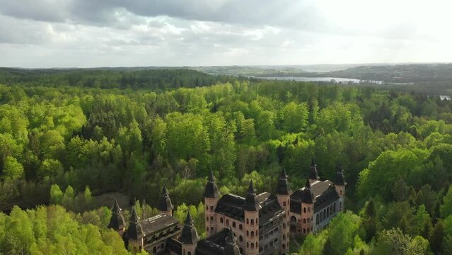 Castle in Lapalice, surrounded by Kashubian forests and lakes, Poland