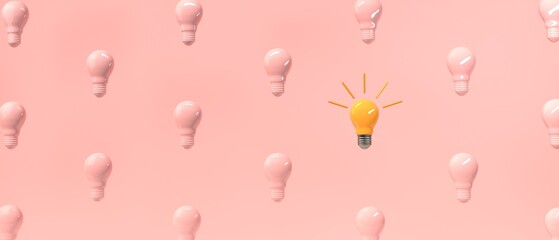 One out unique idea light bulb - 3D render