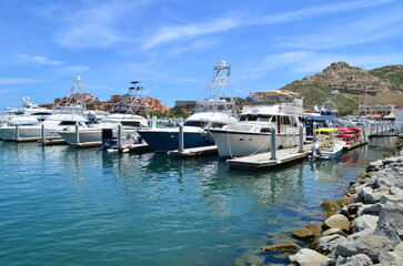 Fototapeta na wymiar boats in the harbor of island