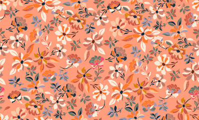 spring floral motifs with an embroidered look, perfect for printed fabric, wallpapers and decoration