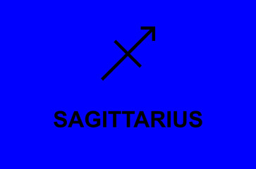 Sagittarius Zodiac Sign With Blue Background