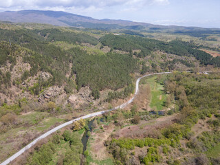 Fototapeta na wymiar Aerial view of Strumeshnitsa river, Bulgaria
