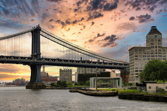 View Of Manhattan Bridge From Brooklyn Side Of The East River