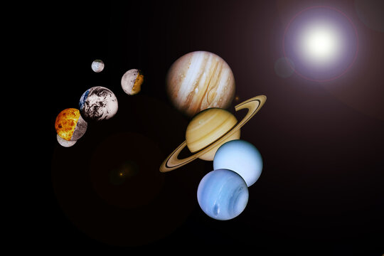 Parade of the planets of the solar system. Elements of this image furnished by NASA