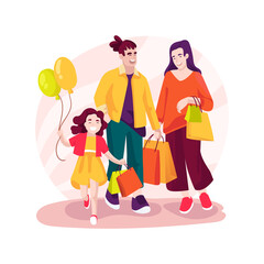 Obraz na płótnie Canvas Shopping with kids isolated cartoon vector illustration.