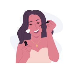 Obraz premium Doing makeup isolated cartoon vector illustrations.