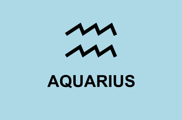 Obraz premium Aquarius Zodiac Sign With Light Blue Background