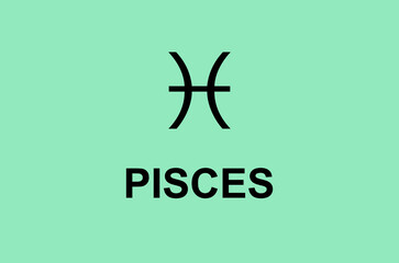 Obraz premium Pisces Zodiac Sign With Seafoam Green Background