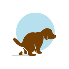 Pooping small dog silhouette