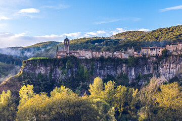 View of the most beautiful village in Catalonia, Spain (Castellfollit de la Roca) © zkcristian