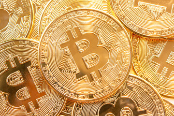 Bitcoins coins background. Crypto currency, bitcoin, BTC,