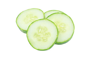 Slice of cucumber isolated on white with clipping path,Cucumber circle portion.