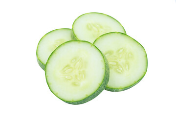 Slice of cucumber isolated on white with clipping path,Cucumber circle portion.