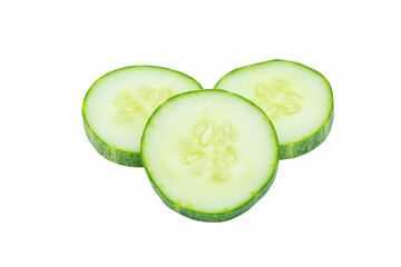 Slice of cucumber isolated on white with clipping path,Cucumber circle portion.