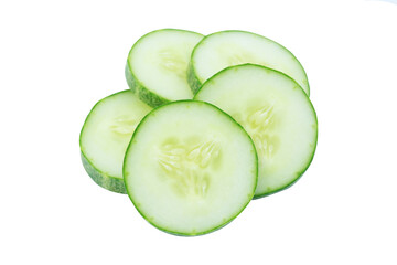 Slice of cucumber isolated on white with clipping path,Cucumber circle portion.