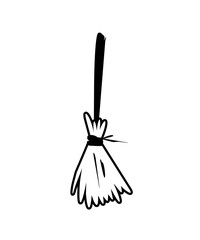 broom vector illustration in flat style. broom sweep - icon isolate, coloring book. cleaning sweep the yard garbage