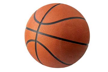 Tuinposter Team sports backgrounds, basketball championship picture and athletics tournament clipart concept with PNG photo of orange ball isolated on transparent background with clipping path cutout © Victor Moussa