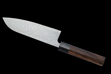 Asian kitchen chef knife isolated on  black background