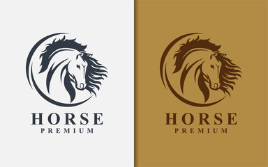 Abstract Luxury Horse Logo Design with Creative Concept. Animal Logo Design illustration.