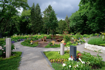 beautiful modern funeral garden at the historic cologne cemetery melaten