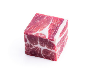 Piece of meat cubic shape concept of routinely eaten food