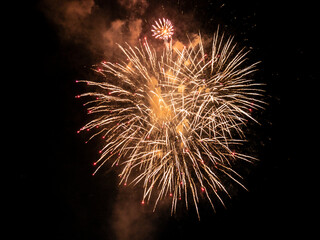 Obraz premium Fireworks display in the port town