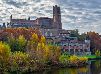 The cathedral and the palace from across the river Tarn, Albi, France