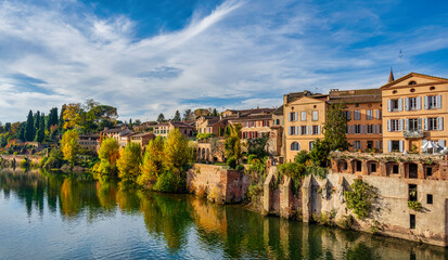 Old buildings along the river Tarn in Albi France