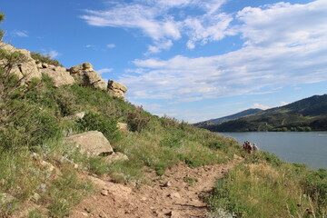 rocks in cliff with sky