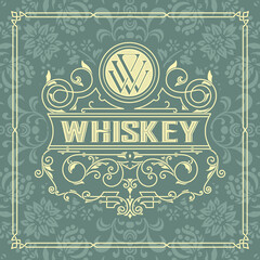Whiskey label with old frames