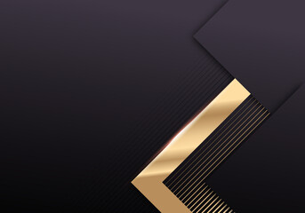 Abstract Shiny Gradient Gold Lines Diagonal Overlap Luxurious Dark Background with Copy Space for Text